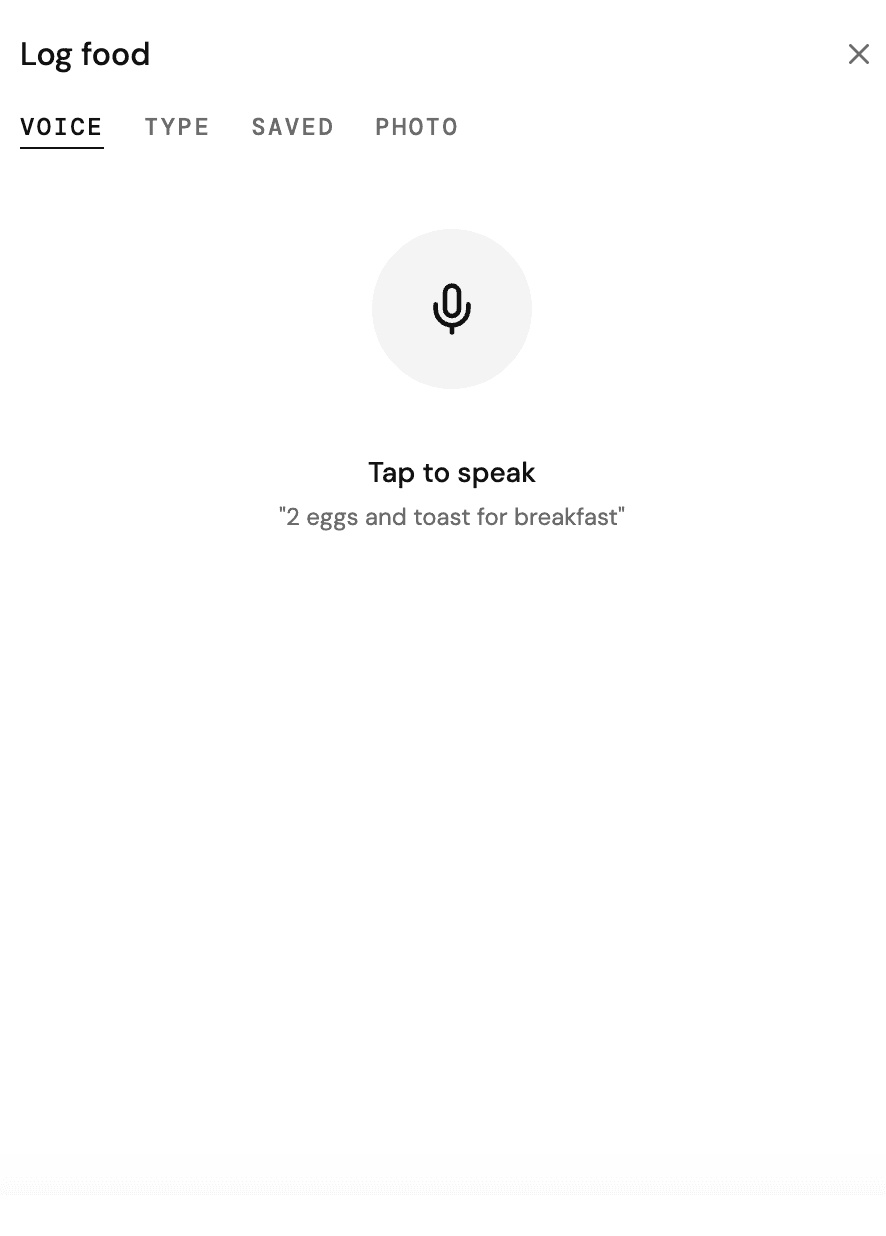 BitePad voice logging screen